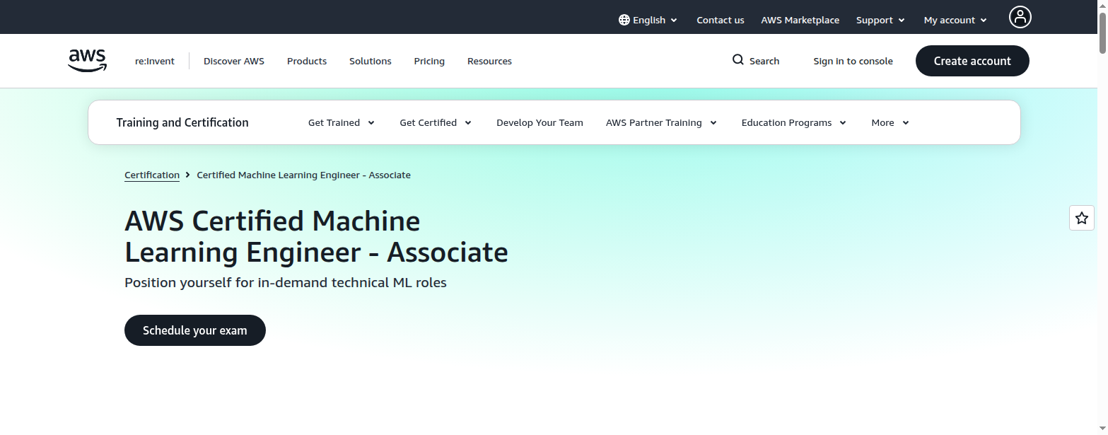 AWS Certified Machine Learning Engineer – Associate hero section