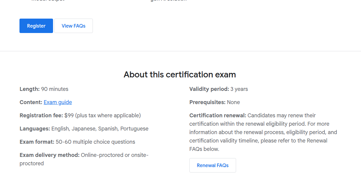 Google Cloud Generative AI Leader exam details and topic areas